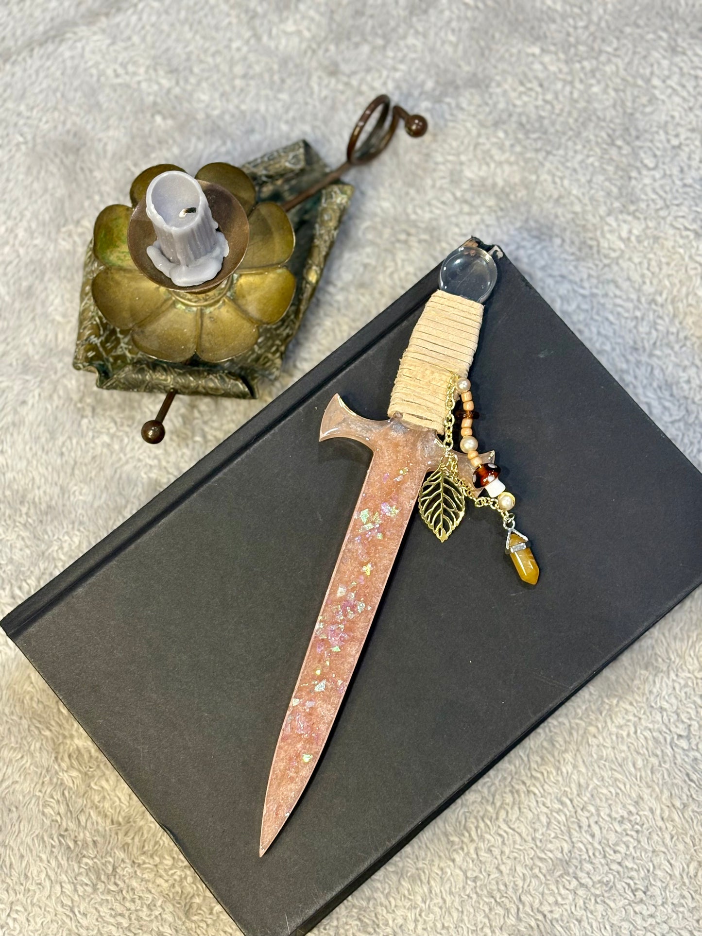Shimmering Peach Resin Dagger