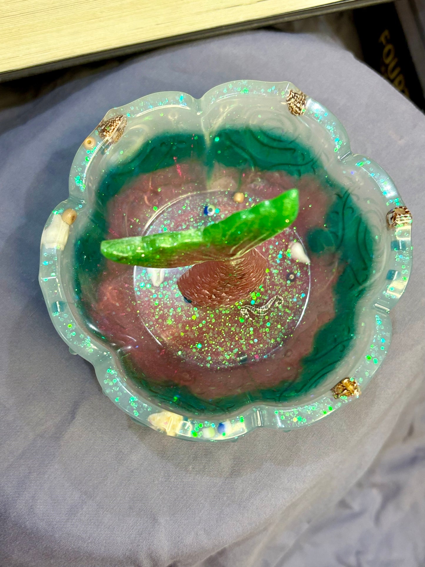 Green and Pink Mermaid Trinket Bowl