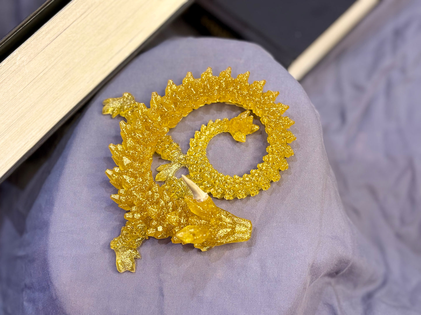 Citrine Golden Resin Dragon with Shark Tooth Horn