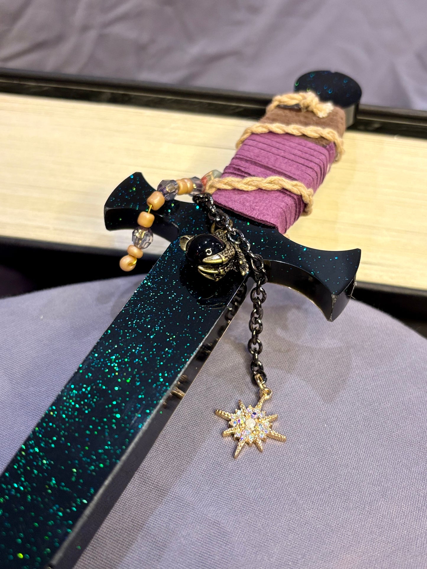 Shimmering Green and Black Resin Dagger