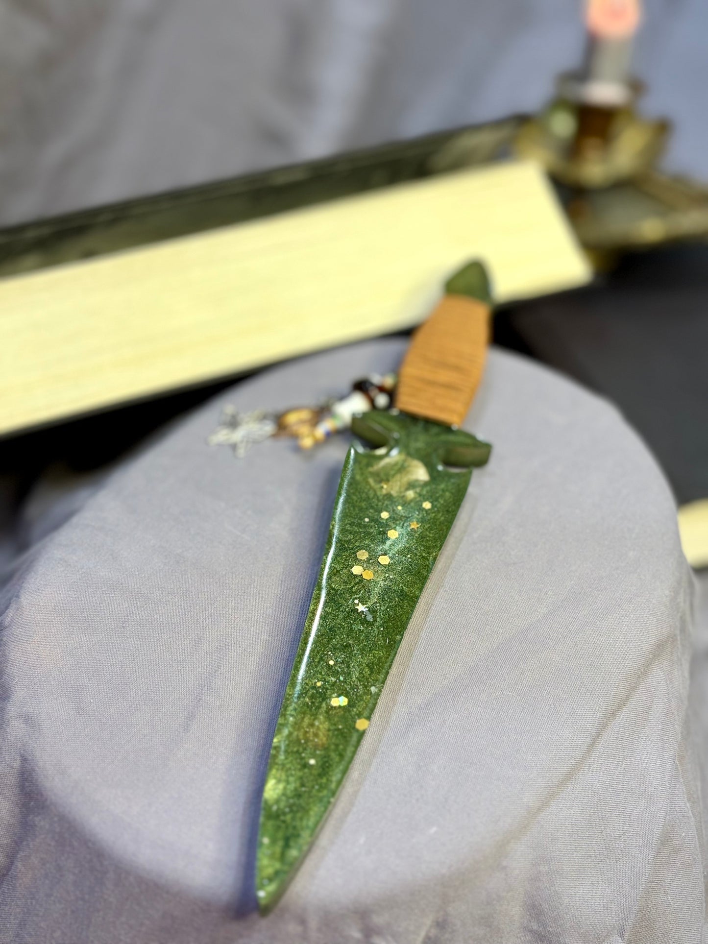 Shimmering Green Resin Dagger
