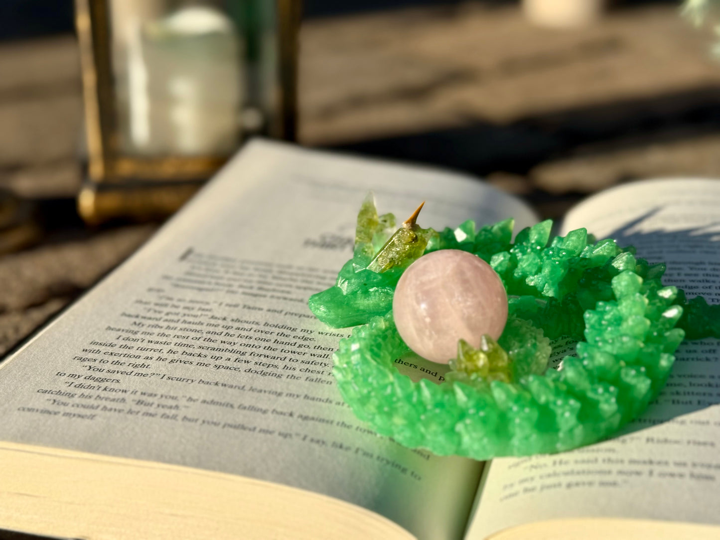 Peridot Resin Dragon with Shark Tooth Horn