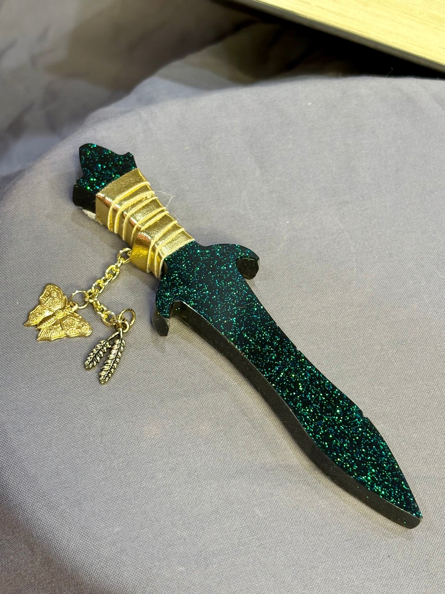 Shimmering Black Mini Resin Dagger