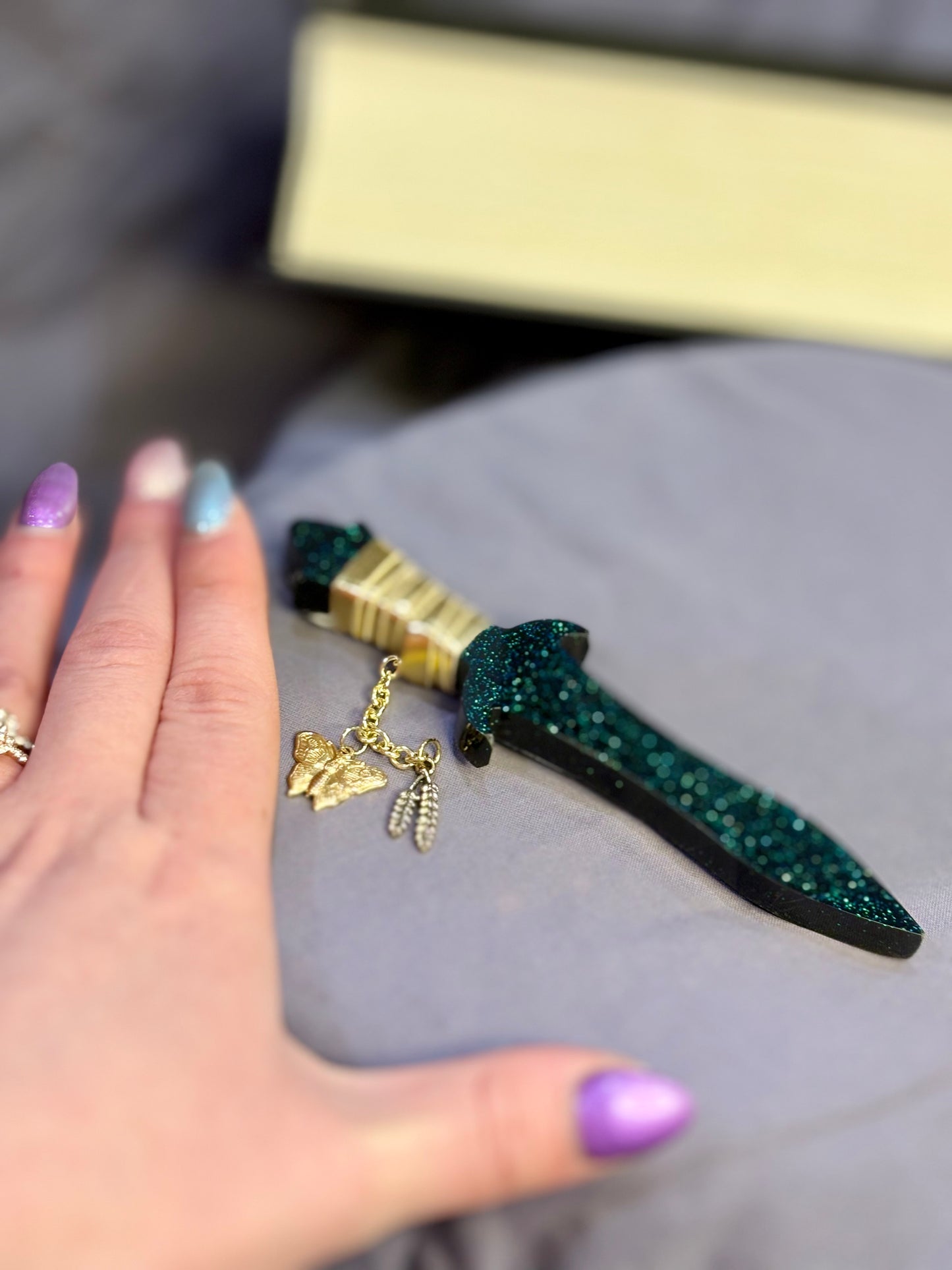 Shimmering Black Mini Resin Dagger