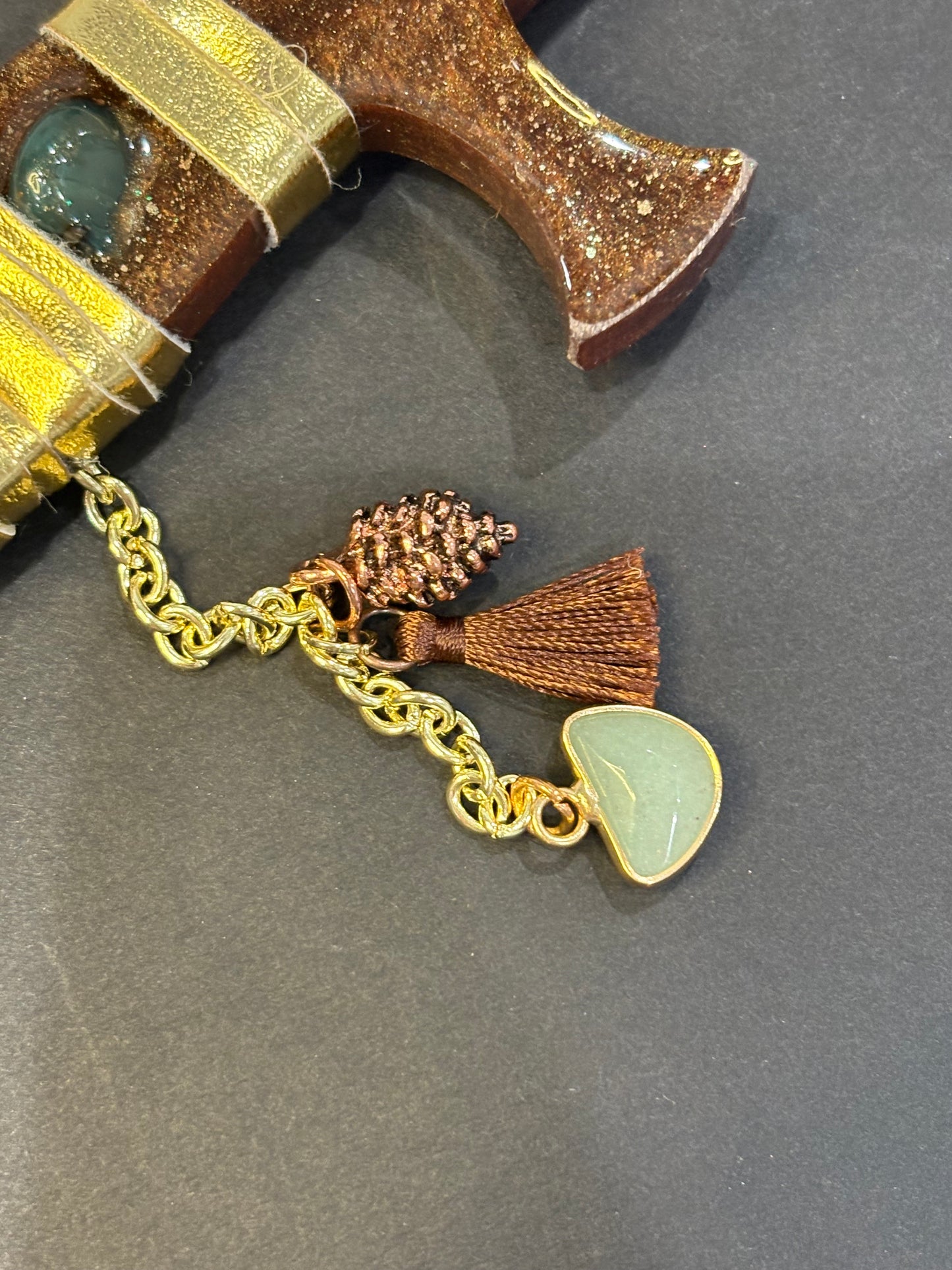 Gold Resin Dagger with Polished Stones