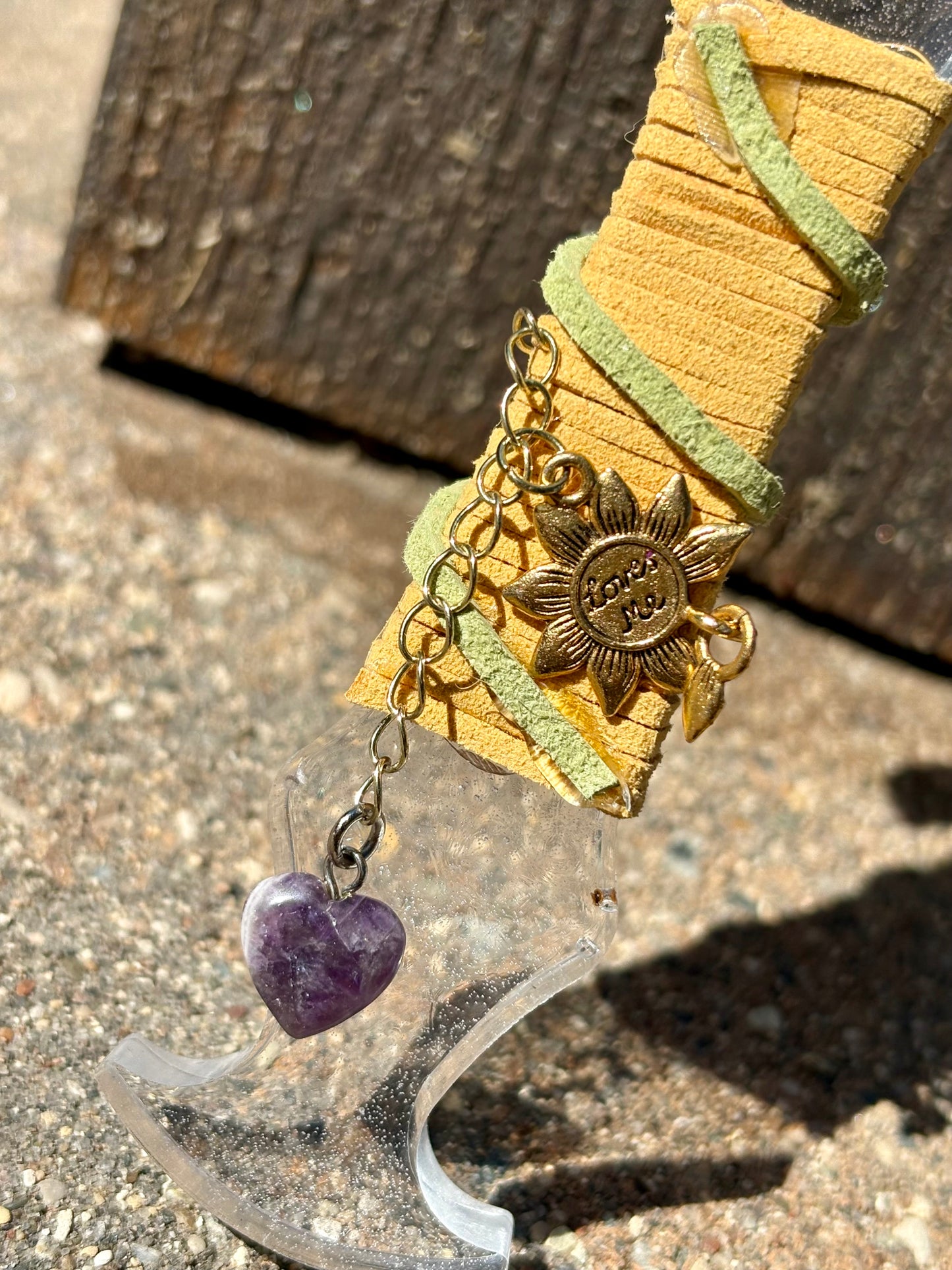 Clear Resin Dagger with Knowledge Rune, Rose, and Aventurine