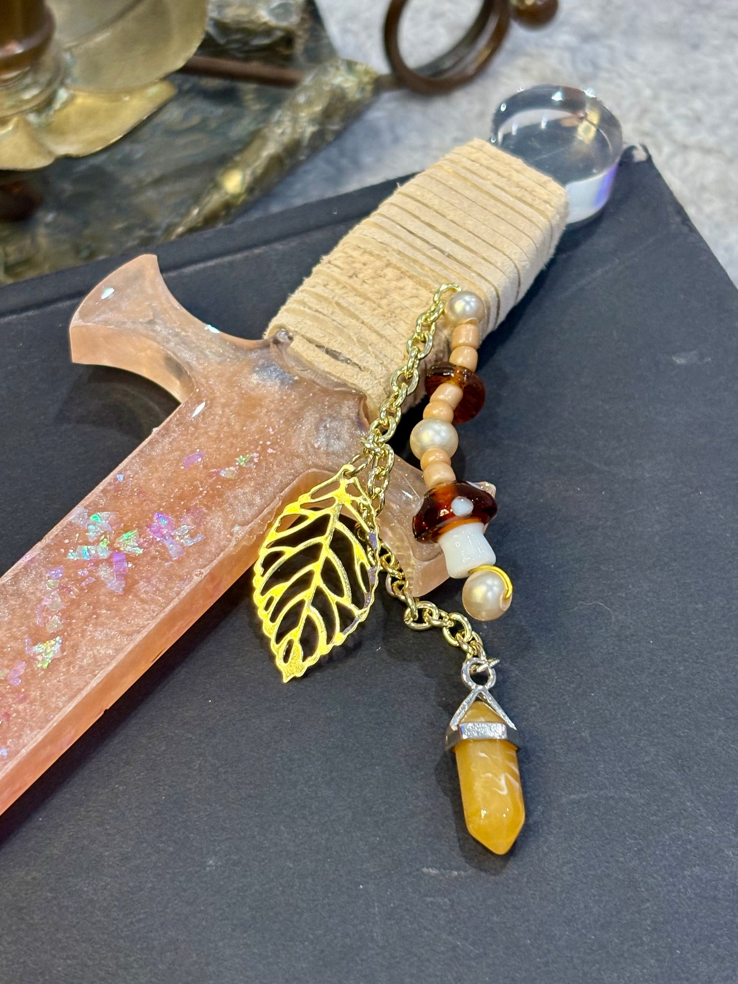 Shimmering Peach Resin Dagger