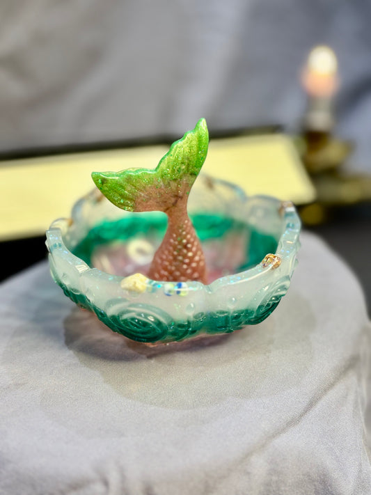 Green  and Pink Mermaid Trinket Bowl