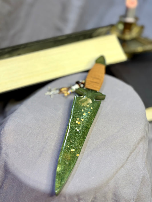 Shimmering Green Resin Dagger