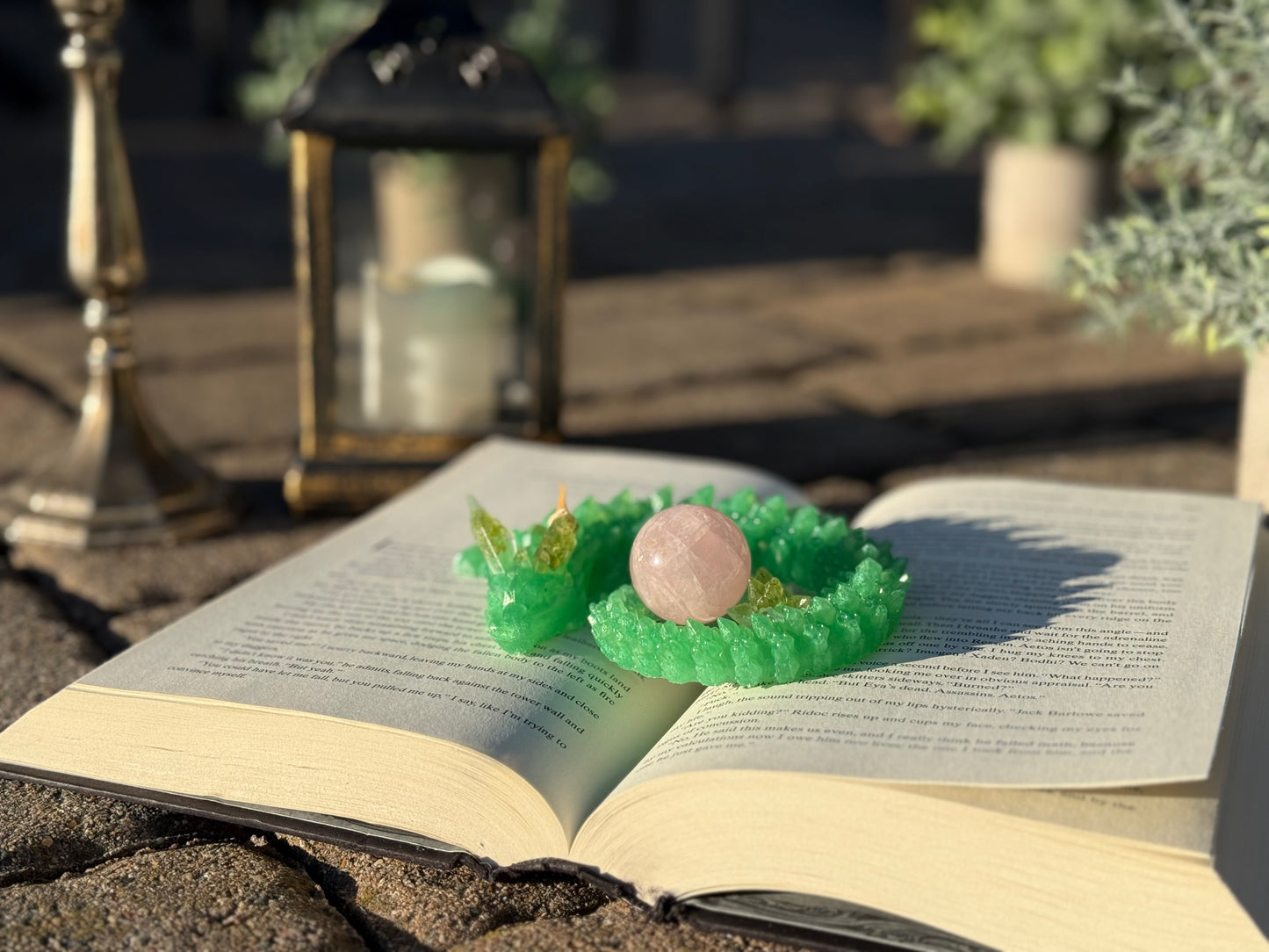 Peridot Resin Dragon with Shark Tooth Horn