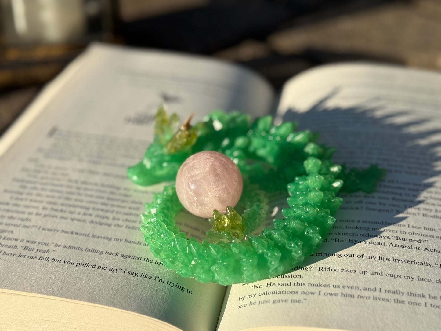 Peridot Resin Dragon with Shark Tooth Horn