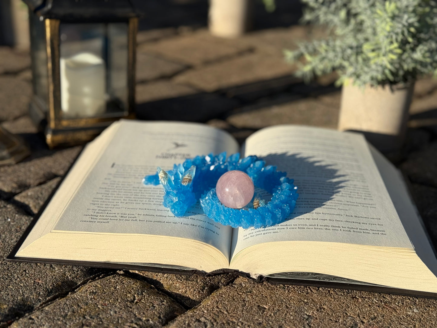 Blue Resin Dragon with Seashell Horns and Tail