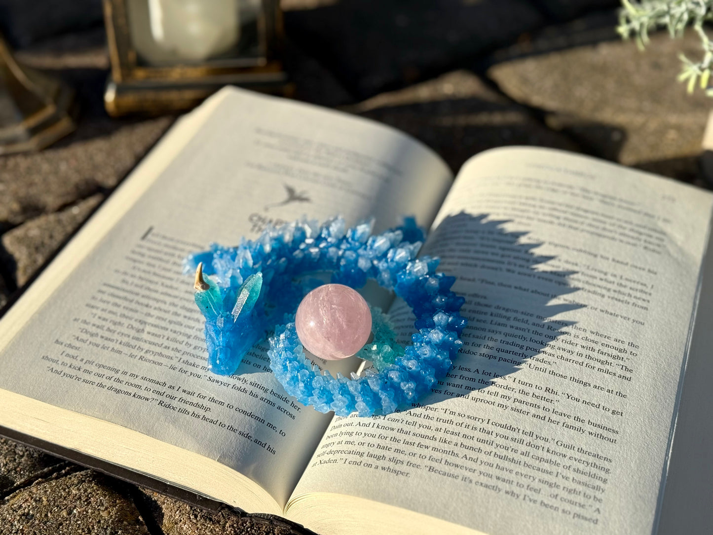 Blue Topaz Resin Dragon with Sharktooth Horn
